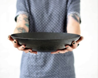 Hand Forged Steel Bowl: 12" Hammered Metal Centerpiece