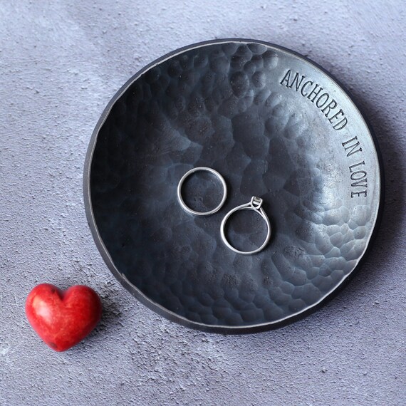 11th Anniversary Gift for Him Steel Anniversary Wedding Ring Dish