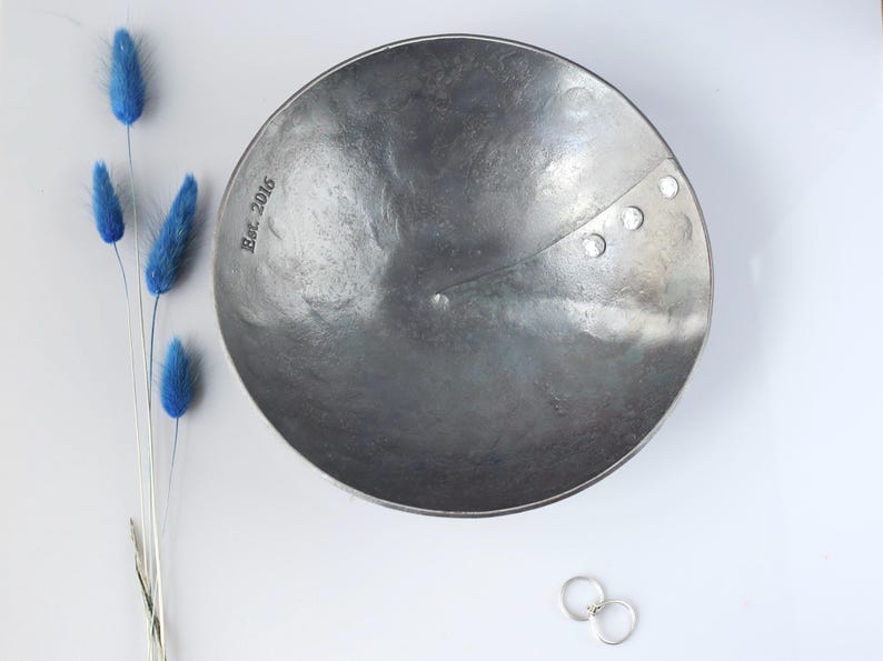 Hand Forged Metal Bowl: 10th Anniversary Aluminum Rivets - Etsy