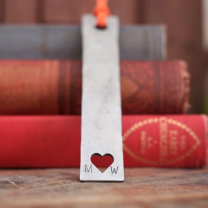 Initials on Bookmark with Orange Tassel