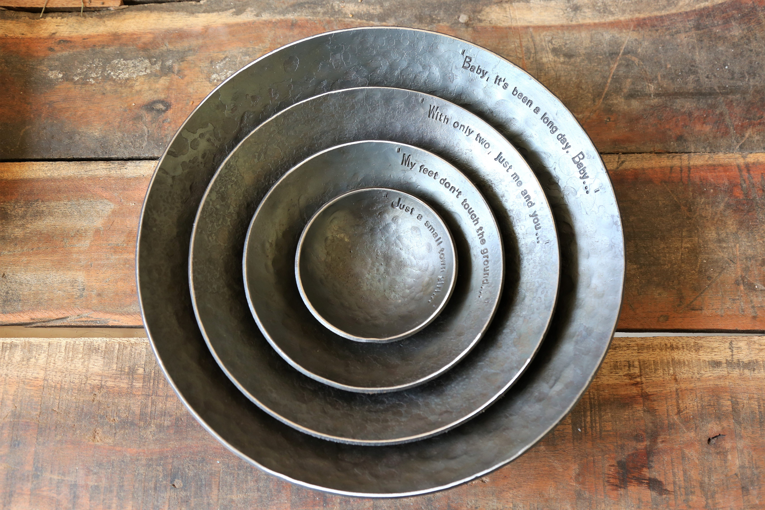 Set of Four Iron Bowls 6th Wedding Anniversary gift custom Etsy