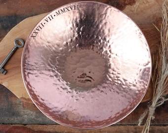 Personalised Large Copper Bowl. Handmade Artisan Home Decor.