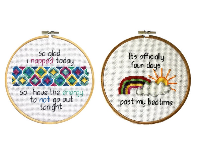 instant download post nap Cross stitch pattern twin pack funny cross stitch pattern nap time