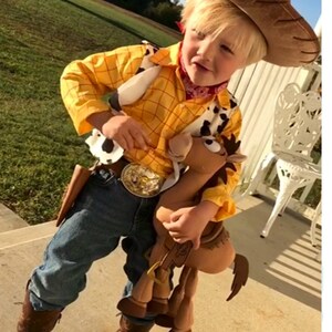 Woody Costume Children/Toddler shirt, vest, leather belt with buckle, and leather gun holster image 6