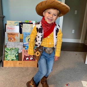 Woody Costume Children/Toddler shirt, vest, leather belt with buckle, and leather gun holster image 4