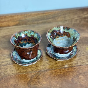 unique handmade expresso cups with plates