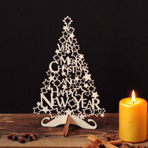 Piccolo albero di Natale in legno con auguriè incredibile regalo di Natale o decorazione natalizia