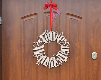 Christmas door wreath - Holiday wreath for door - Modern wreath door decoration - Christmas door sign - Christmas Door Hanger