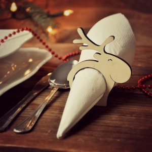 Anello del tovagliolo di Natale con renna, Natale con i bambini, decorazione della tavola di Natale, decorazione natalizia divertente