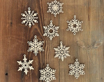 Christmas ornaments Snowflakes wooden decorations tree hangers Wooden snowflakes holiday ornaments minimalistic boho nordic christmas