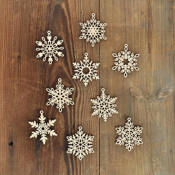 Schneeflocken Ornamente aus Holz  Christbaumschmuck Schneeflocke Anhänger zum Aufhängen baumschmuck weihnachten schneefocken aus holz