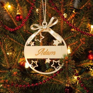 Personalisierter Name Holz Christbaumschmuck Christbaumschmuck 1. Weihnachtsbaumschmuck Bild 4