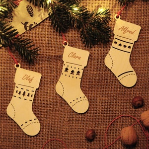 Personalized Christmas ornament Custom name Wood bauble Tree decorations 1st Christmas name ornament