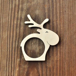 Reindeer Christmas Decoration set, Wooden Cup pad, Napkin Ring, Reindeer Bauble, Funny Christmas Decoration image 5