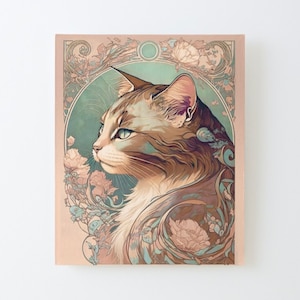 Art Nouveau Cat Mounted Print W38xH46