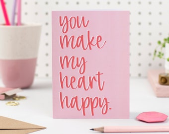 You make my heart happy cute anniversary card card for boyfriend I love you card card for him fiancé card fiancé birthday card