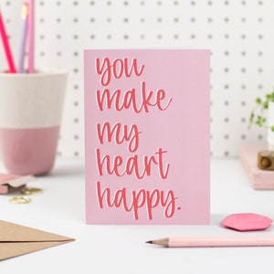 You make my heart happy cute anniversary card card for boyfriend I love you card card for him fiancé card fiancé birthday card