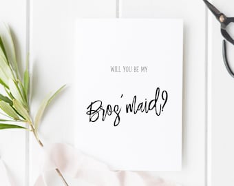 Brosmaid Card Bridesman Card Bros'maid Man Of Honor Be My Brosmaid Male Bridesmaid Wedding Party Card Wedding Card Male Guy Bridesman Card