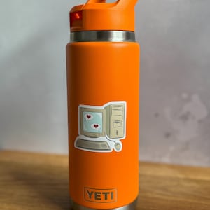 Computer Liebe Vinyl Aufkleber Tech Aufkleber für Laptop oder Wasserflasche, Niedlicher Online-Dating-Aufkleber, Geschenk für Technologie-Liebhaber, Wähluhr-Stil Vintage
