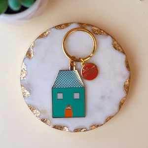 House  Keychain Little Teal House Keyring House Keyring Accessories For Car Keys Enamel Illustrated Keyring New House Gift Realtor Accessory