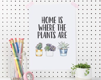 Home Is Where The Plants Are Art Print Funny New Home Gift Botanical Poster Plant Lady Gift Plant Lover Gift Housewarming Gift Gardener Gift