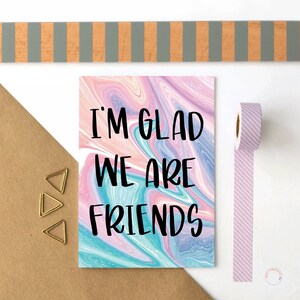 Je suis content que nous soyons amis Carte de l'amitié Carte du meilleur ami Carte du meilleur ami Carte colorée d'un ami Carte BFF Carte d'amitié interurbaine