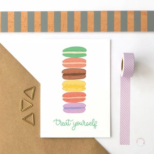 Mime-se cartão de macaron cartão de aniversário macaron francês cartão ilustrado cartão de aniversário feito à mão cartão de feliz aniversário amigo