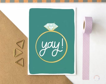 Yay Ring Card Engagement Card Wedding Card Bridal Shower Card Newly Engaged Card Funny Engagement Card Engagement Ring Card Engaged Friend