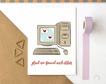 Online Dating Anniversary Card: Retro Computer Design