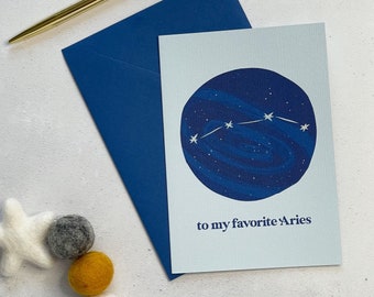 To My Favourite Aries Astrology Birthday Card Aries Card Horoscope Card Constellation Card Zodiac Birthday Card March April Birthday Card