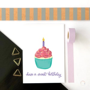 Carte d'anniversaire douce Carte d'anniversaire Cupcake Carte d'anniversaire douce Carte d'anniversaire pour elle Carte d'anniversaire illustrée Carte d'anniversaire pour nièce