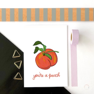 You're A Peach Thank You Card Appreciation Card You're A Real Peach Card Peach Thank You Card Food Pun Card Cute Illustrated Thank You Card