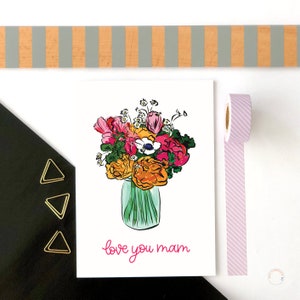 Te amo cartão floral cartão de dia das mães para mamãe cartão de aniversário presente de dia das mães Cartão de mamãe irlandesa melhor cartão de mamãe cartão de mamãe amorosa