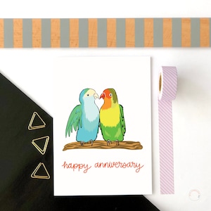 Gefeliciteerd met je verjaardag You Love Birds Love Bird-verjaardagskaart Lovebirds-jubileumkaart Leuke verjaardagskaart Kaart huwelijksverjaardag