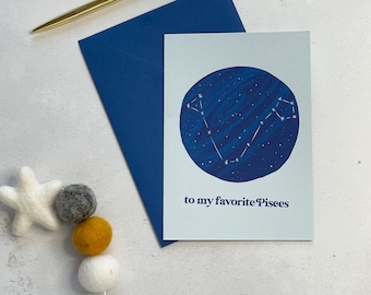 To My Favorite Pisces Astrology Birthday Card Pisces Card Horoscope Card Constellation Zodiac Birthday Card February March Birthday Card