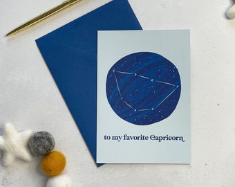 To My Favorite Capricorn Astrology Birthday Card Capricorn Card Horoscope Card Constellation Card Zodiac Birthday Card December January