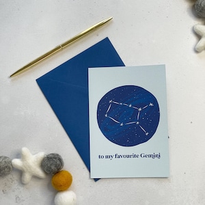 À mes favoris Gémeaux Carte d'anniversaire Gémeaux Carte Gémeaux Carte horoscope Carte constellation Carte d'anniversaire zodiaque Carte d'anniversaire mai juin