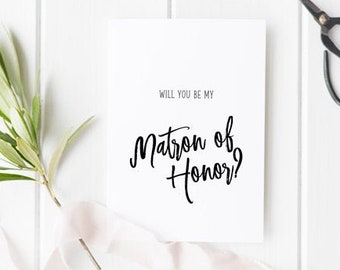 Matron Of Honor Card Will You Be My Matron Of Honor Card For Matron Of Honor Be My Matron Of Honor Wedding Party Card Be My Bridesmaid MOH