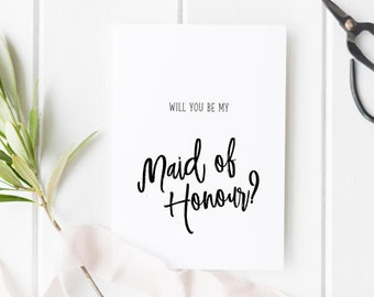 Will You Be My Maid Of Honour, Card For Maid Of Honour, Be My Maid Of Honour, Bridesmaid Proposal, Maid Of Honour Card, Wedding Party Card