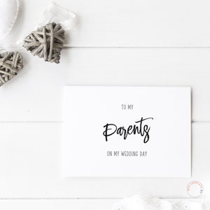 Para mis padres en el día de mi boda, Tarjeta para mis padres, Tarjeta de boda para padres, Tarjeta de boda con caligrafía, Tarjeta para padres, En el día de mi boda