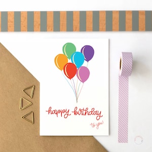 Tarjeta de feliz cumpleaños con globos de colores Tarjeta de cumpleaños para niños Tarjeta de cumpleaños colorida Tarjeta de cumpleaños para niños Tarjeta de cumpleaños linda Tarjeta con globos