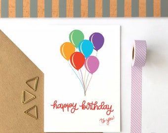 Happy Birthday To You Colourful Balloons Card Kids Birthday Card Colorful Birthday Card Child Birthday Card Cute Birthday Card Balloons Card