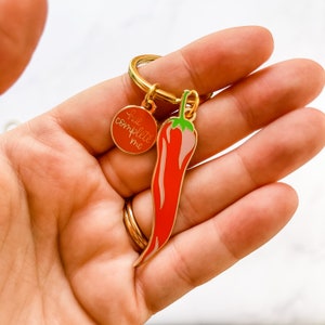 Red Chili Pepper Keychain Foodie Gift Culinary Gift Pepper Keyring Chili Chilli Key chain Chili Pepper Gifts New Driver Gifts image 2