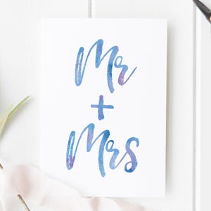 Meneer en mevrouw trouwkaart Aquarel trouwkaart Bruiloft gefeliciteerd kaart Pasgetrouwden vieren nieuwe verlovingskaart Trouwen kaart