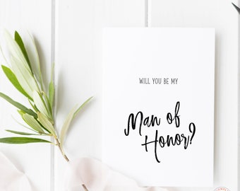Man of Honor Card Man Of Honor Gift Male Maid of Honor Man Of Honor Proposal Wedding Party Will You Be My Man of Honor Card Man of Honor Ask
