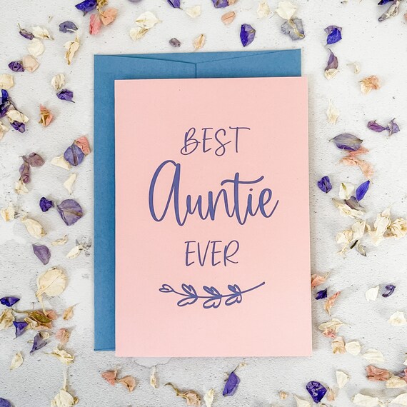 Yobent Biglietto D'Auguri Per Zia “I Love My Auntie” – Cartolina In Acciaio Inox Da Nipote, 8,5x5,4 Cm