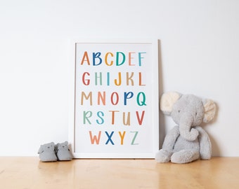 Alphabet Art Print Nursery Print Kids Room Decor Learn ABCs Toddler Gift Gender Neutral Nursery Art Nursery Gift Baby Shower Gift New Baby
