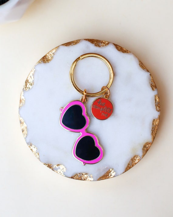 Sunglasses Keychain Heart Glasses Keyring House Keyring Gold