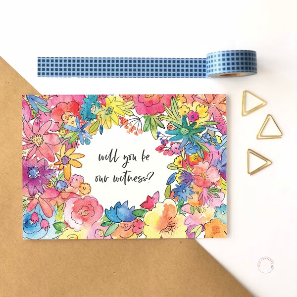 Floral Will You Be Our Witness, Witness Card, Witness Proposal, Wedding Witness Proposal Card, Elope Witness Card, Witness Our Wedding