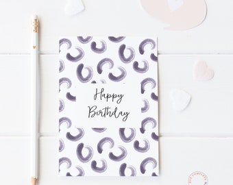 Happy Birthday Birthday Card Happy Birthday Card Cute Birthday Card Friend Birthday Card Birthday Greeting Birthday For Her Purple Birthday